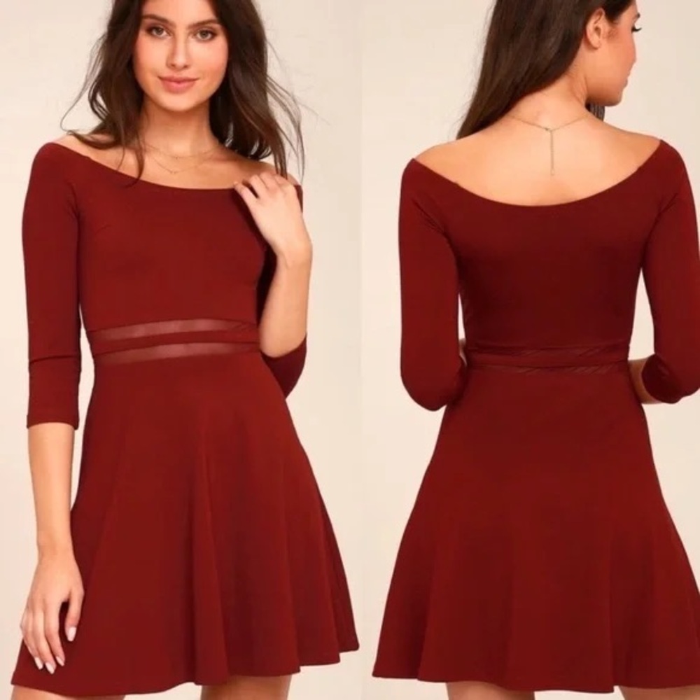 Yes to the Mesh burgundy dress LULUS size S